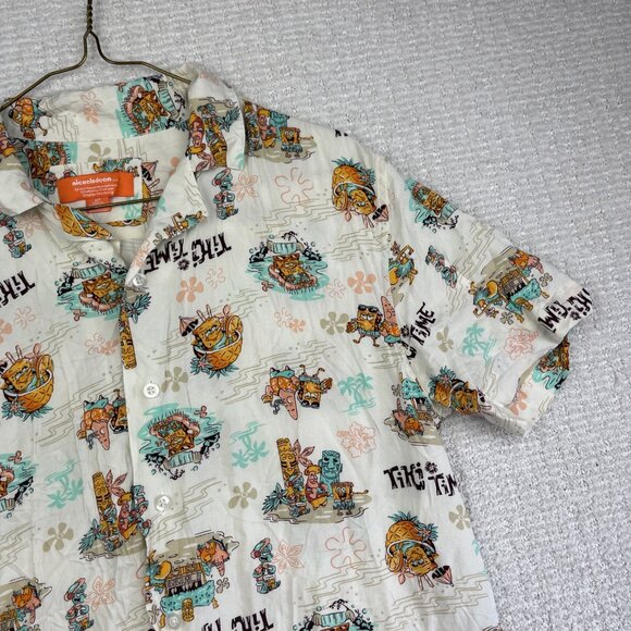 Nickelodeon SpongeBob Squarepants Summer Tropical Hawaiian Shirt Mens Size S - Picture 2 of 15